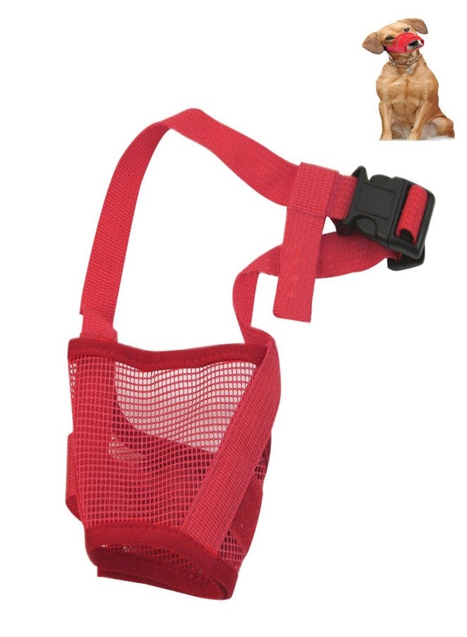 Futaba Dog Adjustable Anti Bark Mesh Soft Mouth Muzzle -Red - Small - Image 3